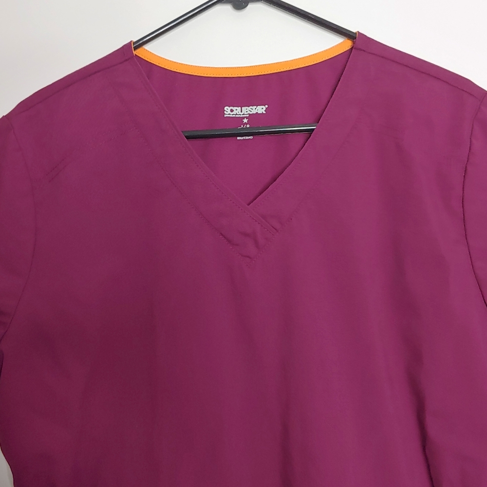 Scrubstar Premium Scrubwear Purple Short Medical Sleeve Scrubs Shirt Size Large - Picture 3 of 16